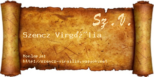 Szencz Virgília névjegykártya